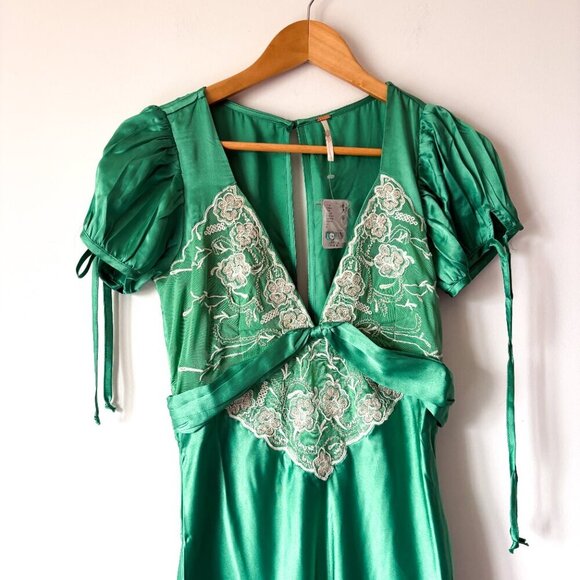 Free people Cooper Midi Dress In Verdis Green NWT Size 2 - Picture 7 of 10